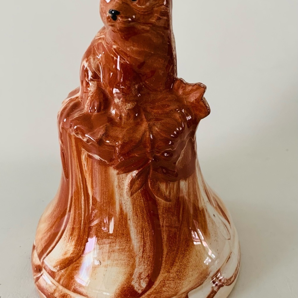 Handcrafted Alaska Hand Bell Singned Clay Bear